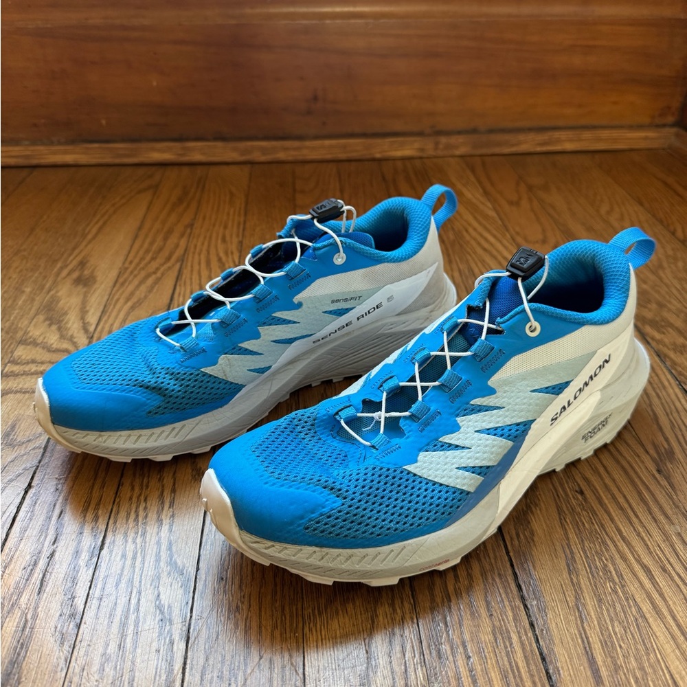 Salomon Sense Ride 5 Men's Athletic Shoes in Blue and White